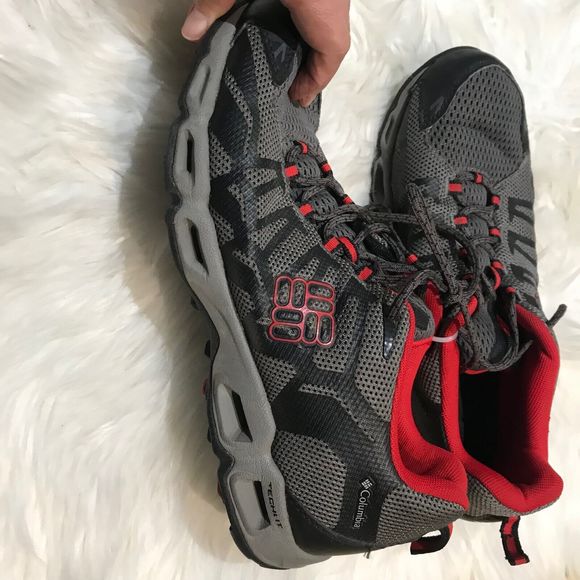 Columbia MEN'S Gray & Red Ventrailia Outdry Hiking Trail Sneakers Size 10.5 US - Picture 4 of 6